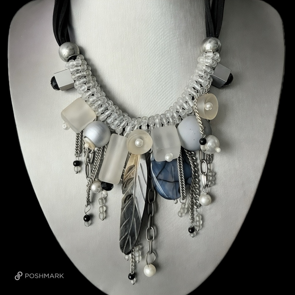 💖 Mixed Media Asymmetrical Statement Necklace 💖
